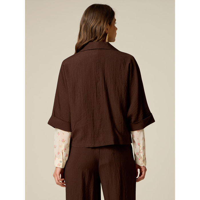 Oltre - Blazer cropped con maniche corte - Marrone