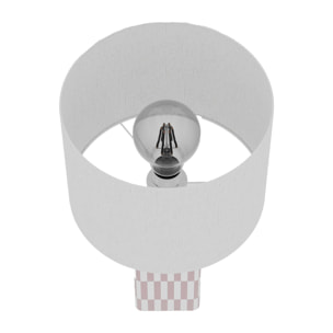 Lampe à poser Manet – céramique rose poudré et lin naturel