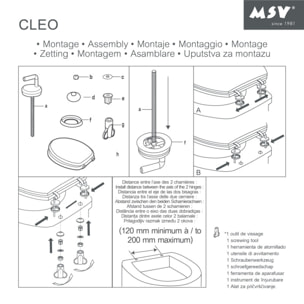 MSV Abattant WC MDF CLEO Gris - Charnières Inox