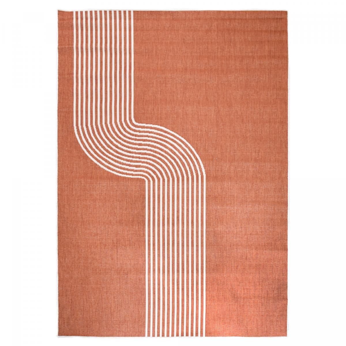 Tapis d'extérieur reversible Dako motif tendance blanc et orange