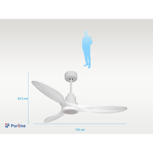 Ventilador de techo Modo Invierno/Verano Termostato Dimable Wifi Motor DC Techos Inclinados Mando a Distancia Luz tres tonos Hypersilence Memoria Vendible Shopify (AUTOMATICO) SantoriniD132C04LED64460 PURLINE