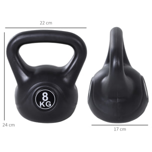 Kettlebell 8 Kg - haltère boule - poignée ergonomique - PVC noir