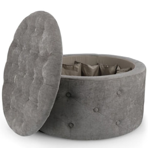 Pouf contenitore porta scarpe ERNESTINE in tessuto grigio scuro