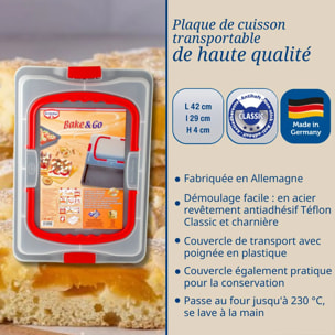 Plaque de cuisson avec couvercle 42 x 29 cm Dr. Oetker Bake and Go