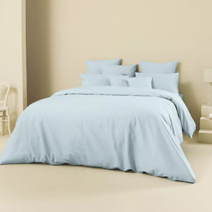 Taie d'oreiller lin & coton 160 g/m² uni bleu Le metis francais aqua