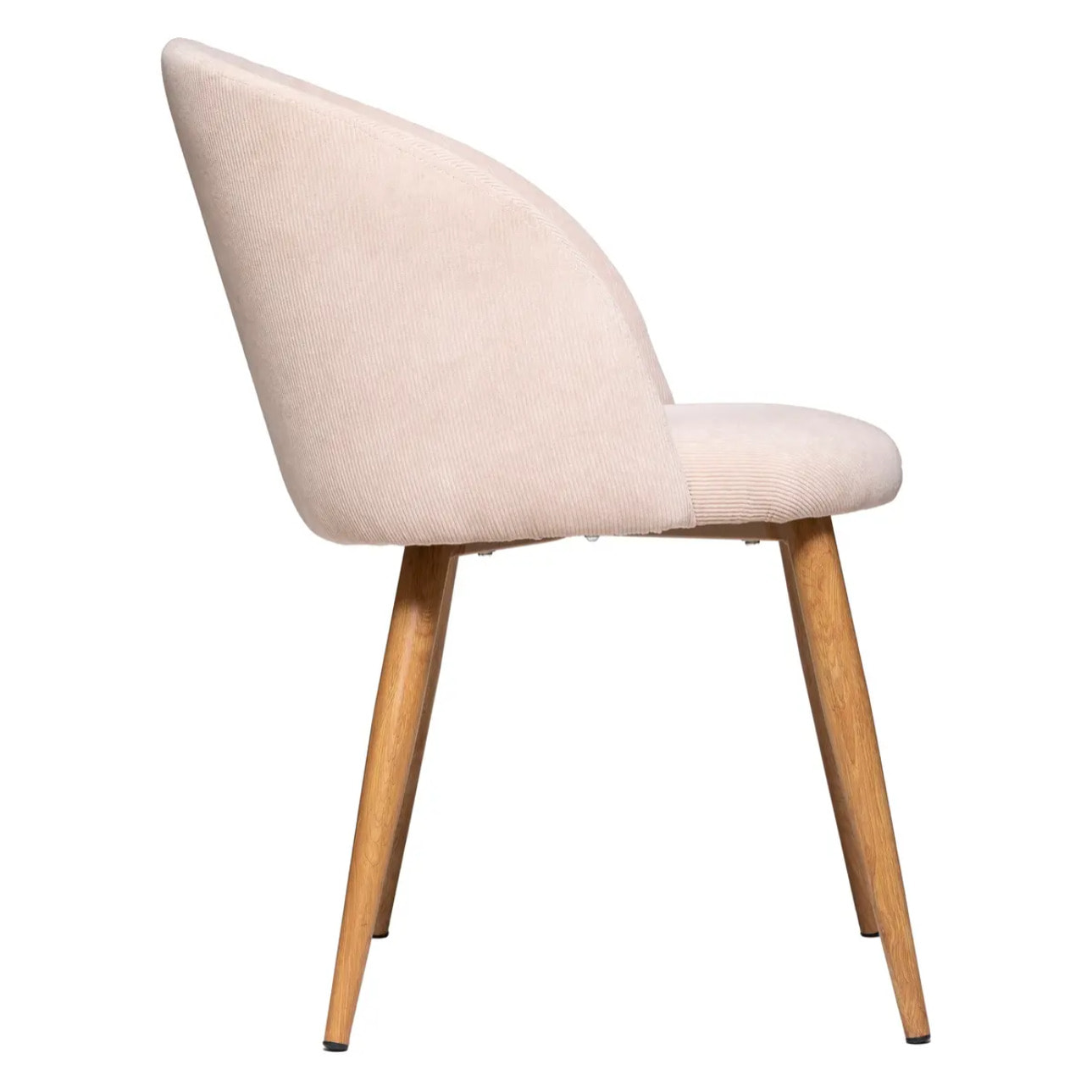 Fauteuil "Celeste" - beige - velours côtelé - pieds métal imitation chêne