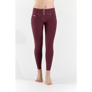 Pantaloni push up WR.UP® vita media tessuto navetta tinto in capo