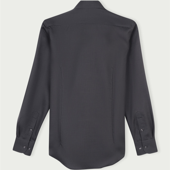 Camicia Uomo 1 Bottone Francese Slim Armaturato Care Free Grigio Scuro