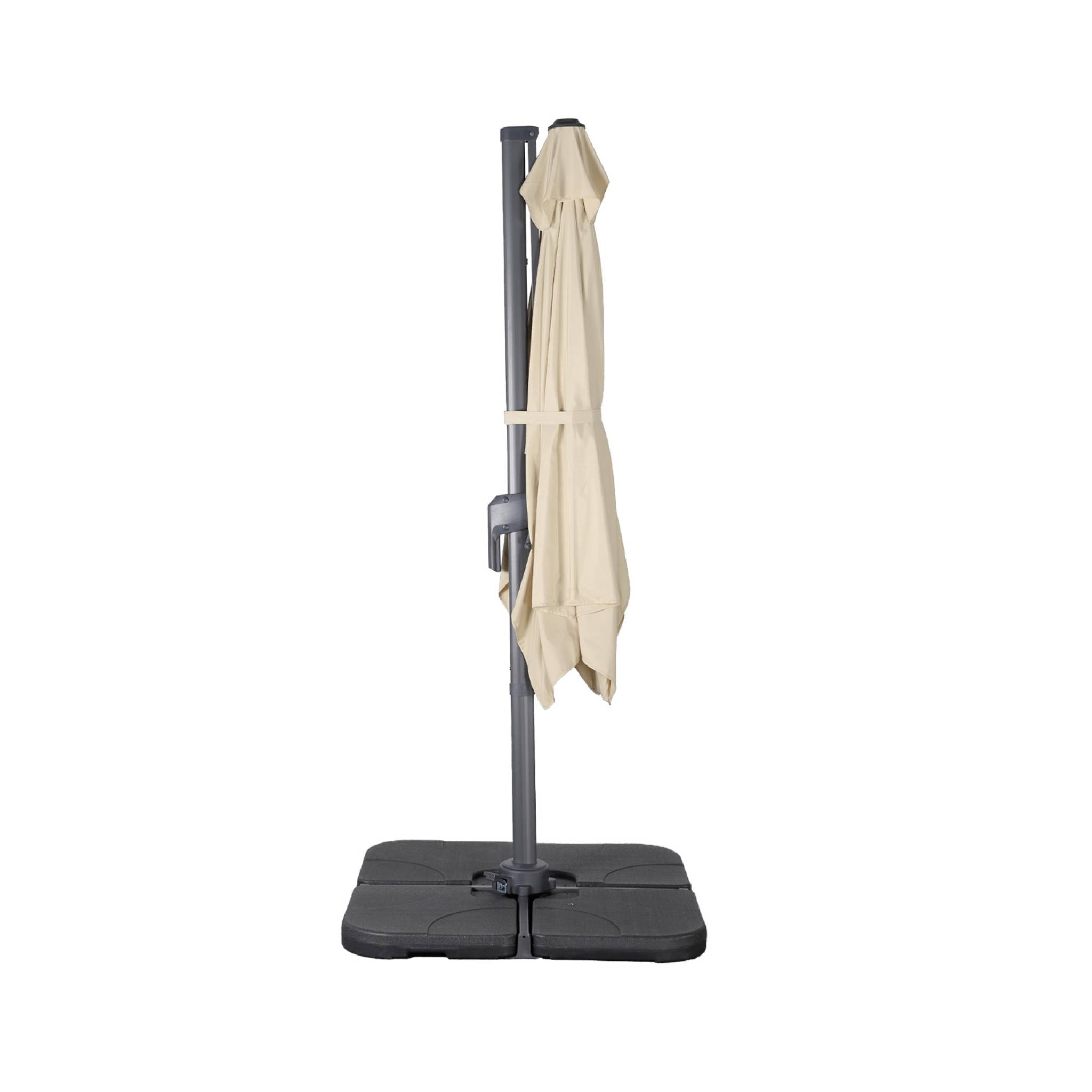 Parasol déporté rectangulaire 2x3m + dalles à lester - Antibes - Kaki - Parasol excentré inclinable. rabattable et rotatif à 360°.