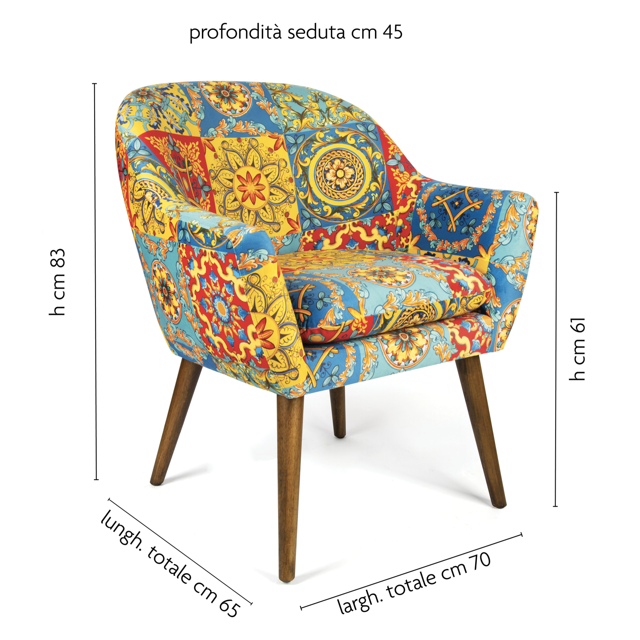 Poltrona Excelsa Trinacria poliestere e multistrato 70,5x65x83 cm multicolore