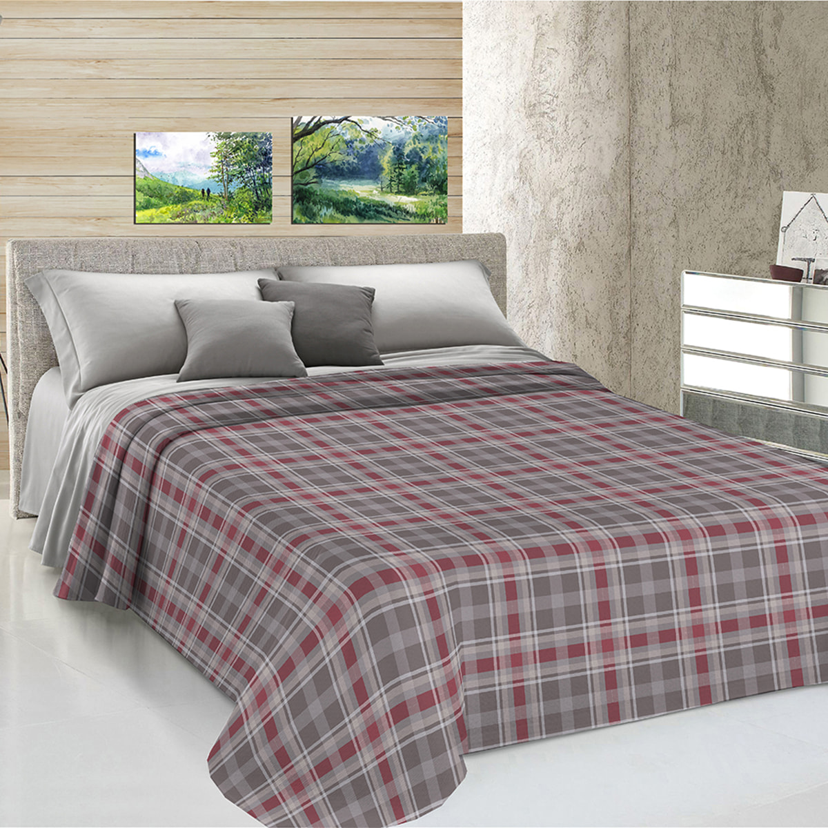 Copriletto di cotone ben tortora