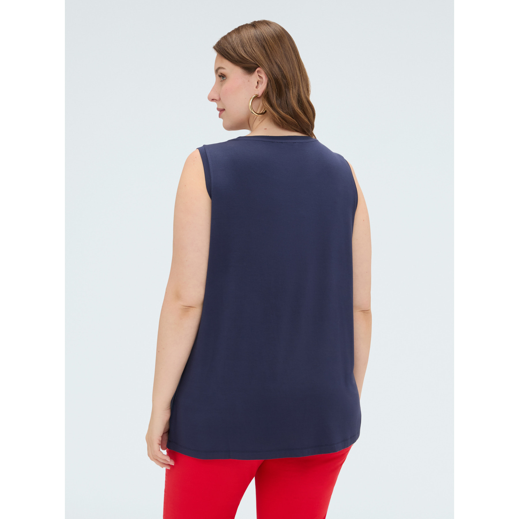 Fiorella Rubino - Top bimatérico en viscosa con aplicaciones - Azul
