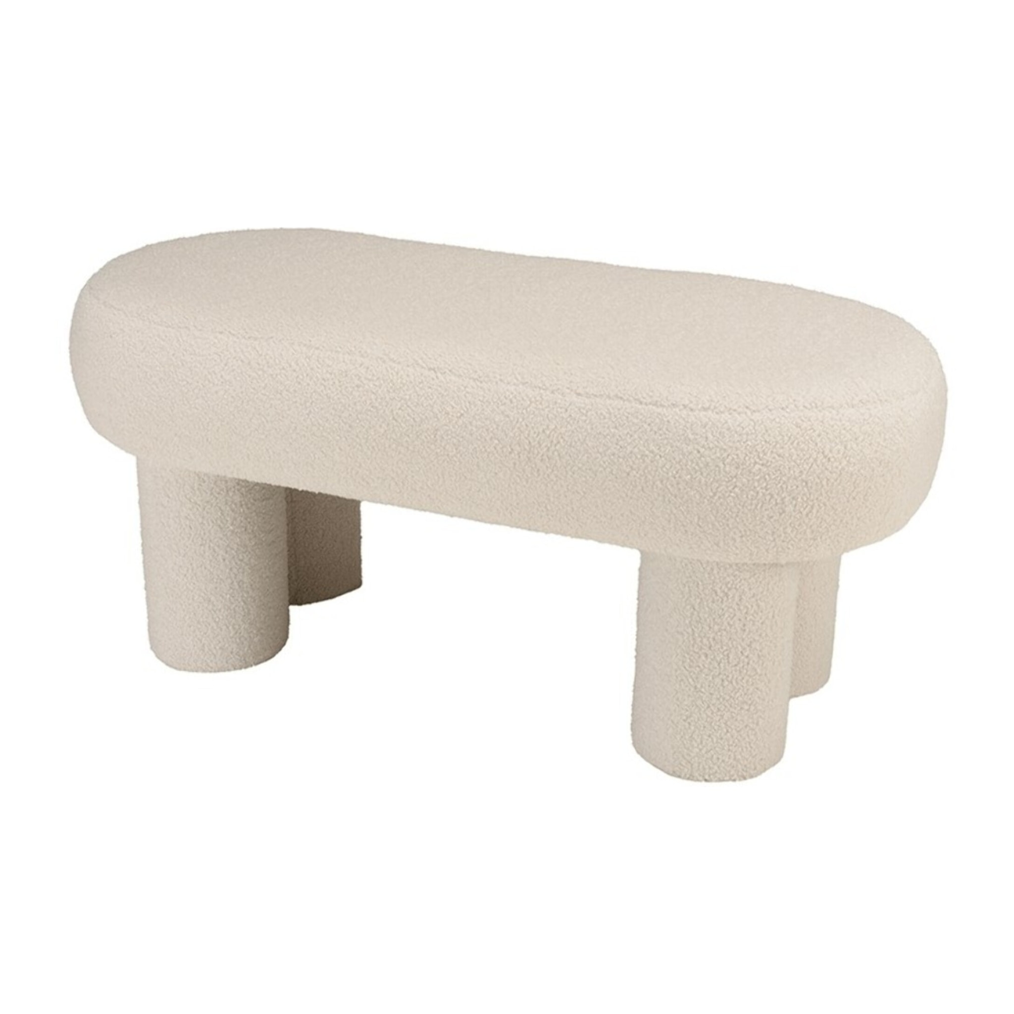 AGATHE - Banc en tissu bouclette blanc L105cm