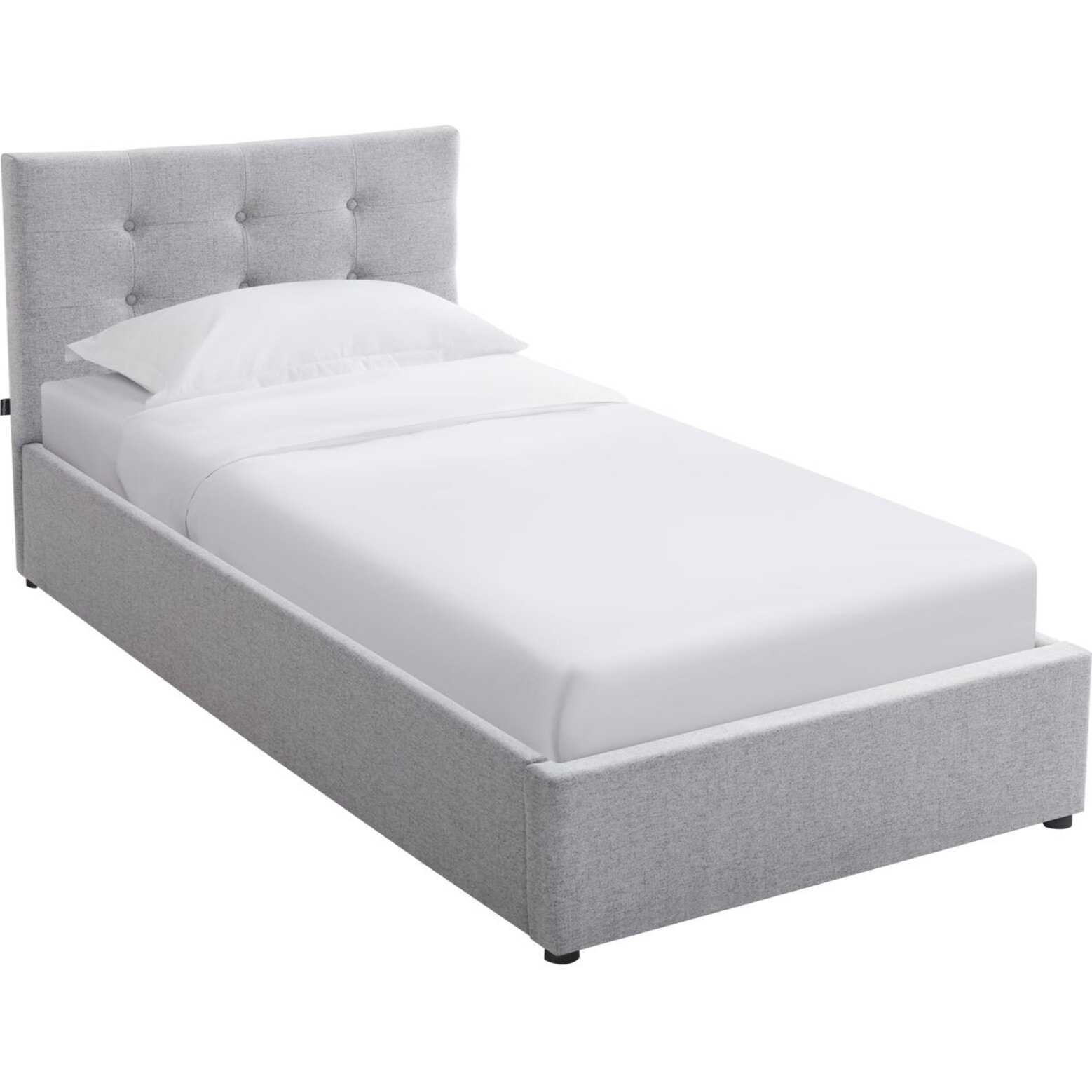 Lit coffre avec tête de lit en tissu - TINA