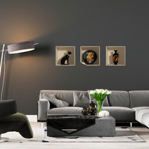 Stickers muraux 3D | Sticker Mural Autocollant effet 3D Décoration Egyptienne - Stickers adhésifs 3D Chambre Salon Trompe l'oeil