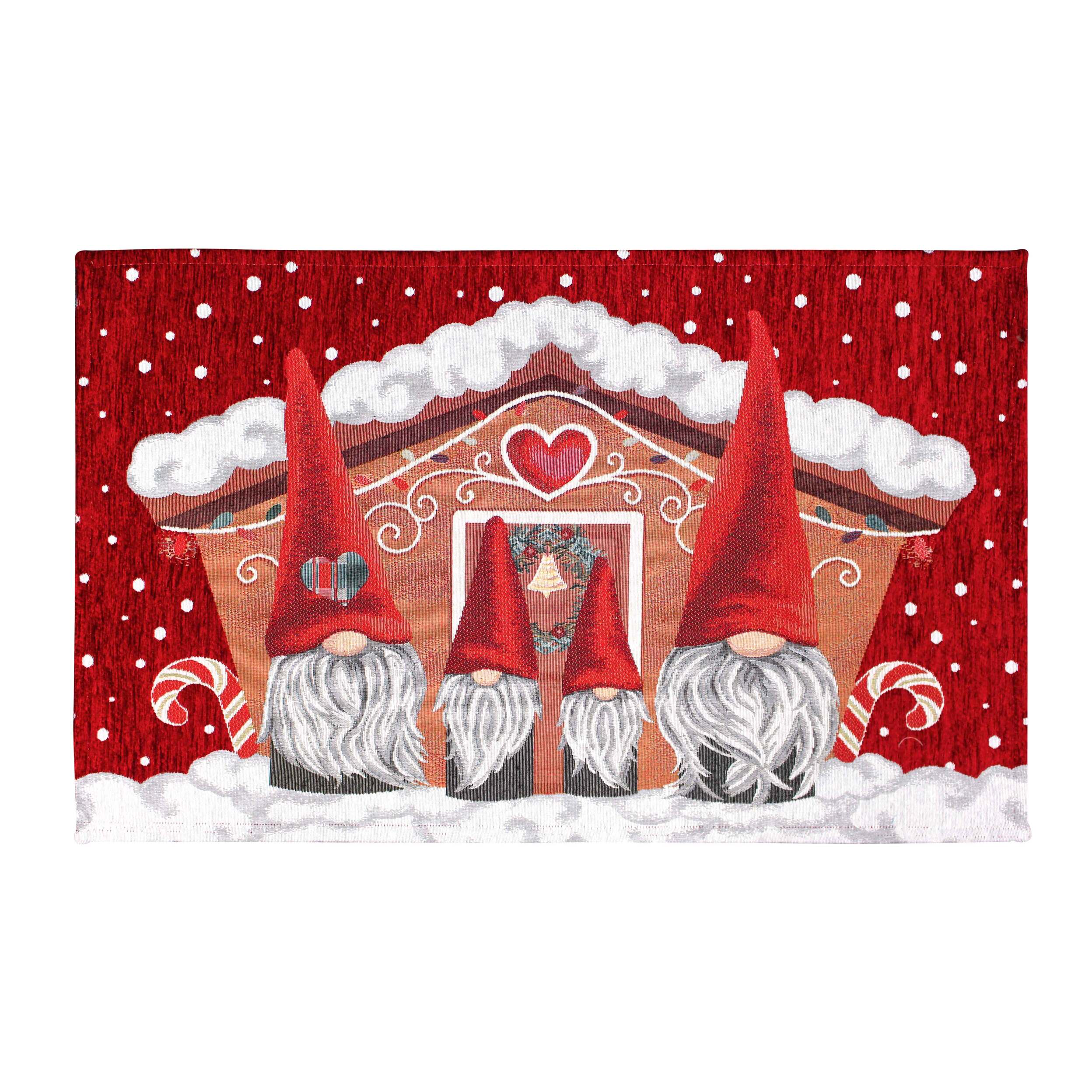 Tappeto Ingresso Arredo Natalizio Pan di Zenzero Rosso