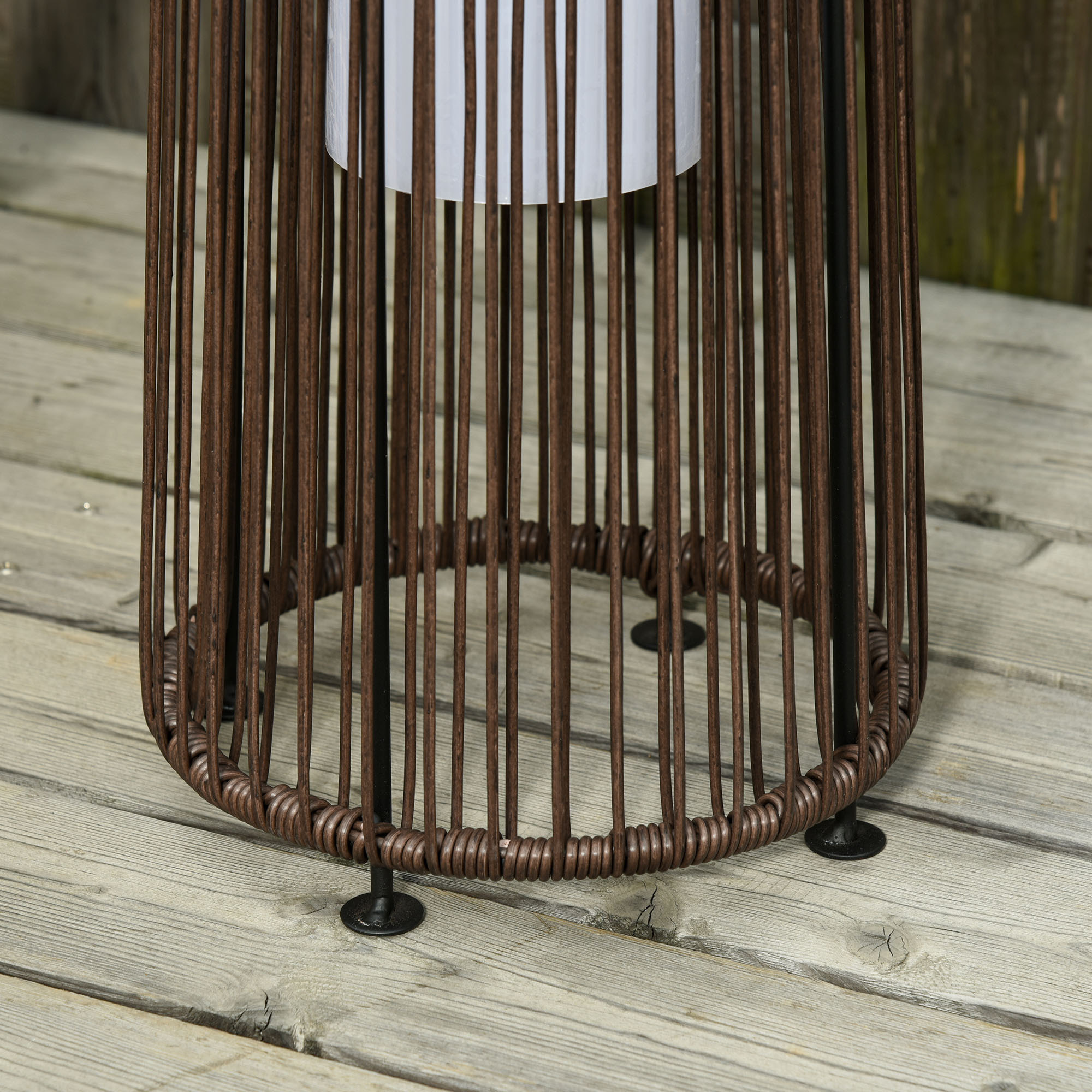 Lampadaire LED de jardin style colonial dim. Ø 21,5 x 61H cm résine tressée filaire chocolat