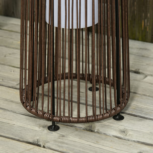 Lampadaire LED de jardin style colonial dim. Ø 21,5 x 61H cm résine tressée filaire chocolat