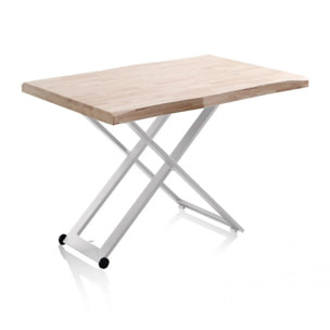 Mesa de centro elevable Lada Fit Blanco - Roble