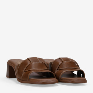 Sandalias destalonadas cuero con tacón