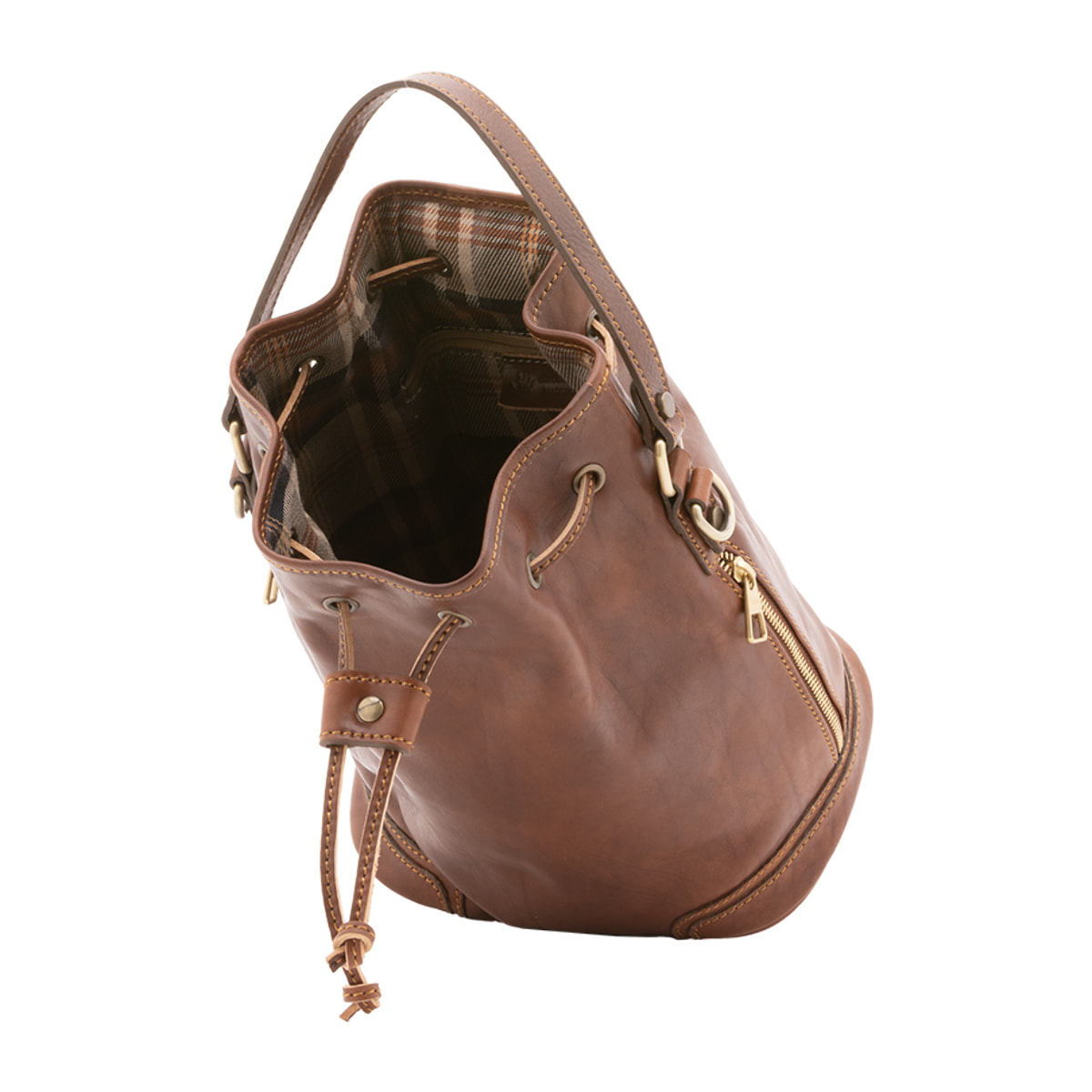 Borsa a secchiello  unisex In Vera pelle Made in Italy 24x30x16 cm