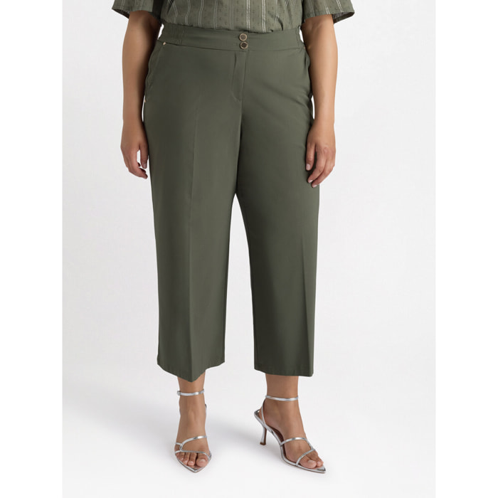 Fiorella Rubino - Pantaloni cropped leggeri - Verde militare