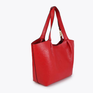 Borsa shopper con pieghe e logo sul manico