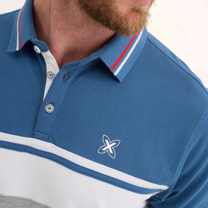Polo de Manga Corta Piqué Algodón Orgánico Tricolor LIFESTYLE POLO STRIPES NAVY