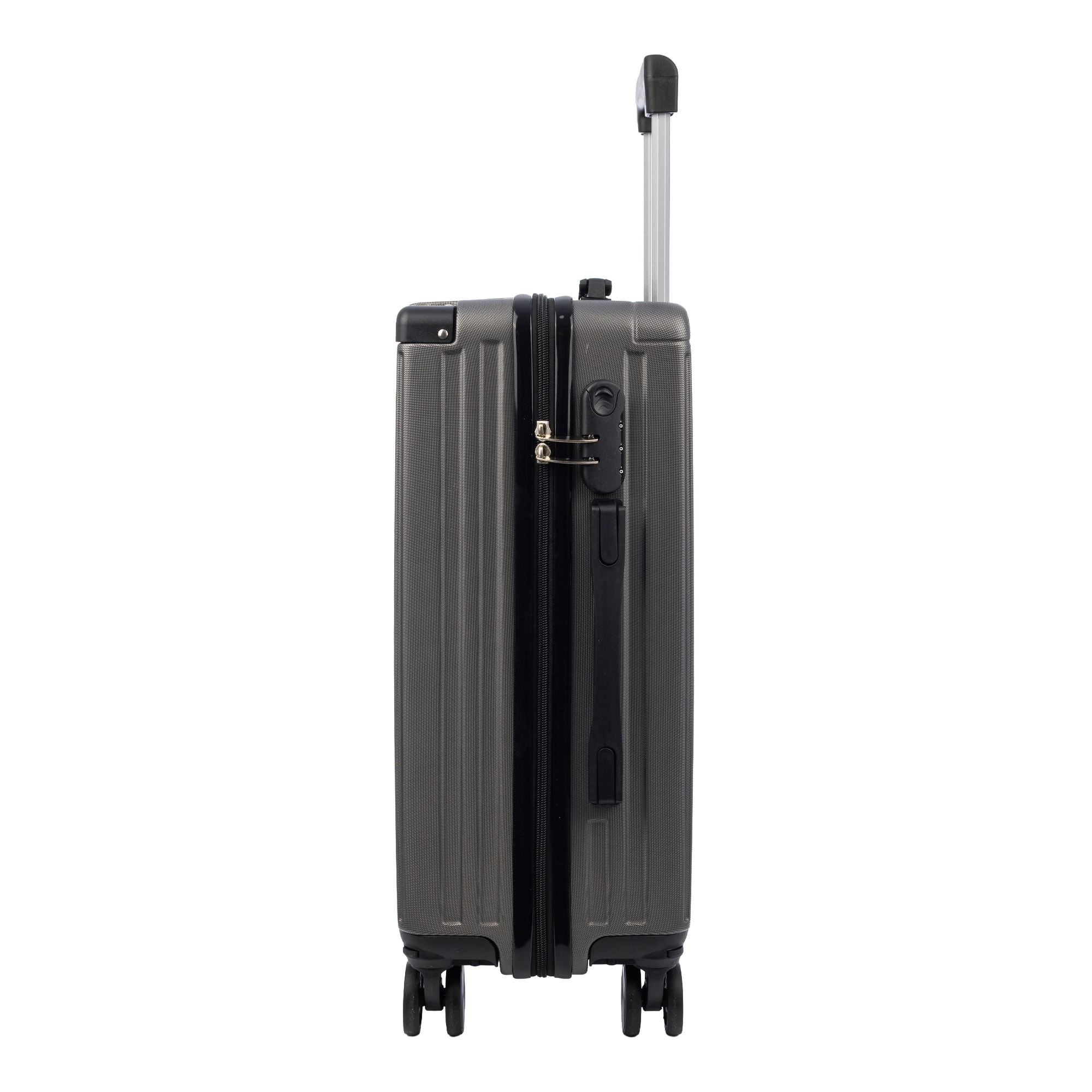 Set di 3 valigie Trolley, in materiale leggero ABS ad alta resistenza con angoli rinforzati. Chiusura combinata e 4 ruote doppie removibili e girevoli a 360°.
