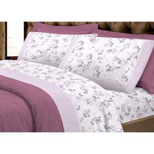 Completo Lenzuola In Calda Flanella Made In Italy Linea Europa Petra Rosa