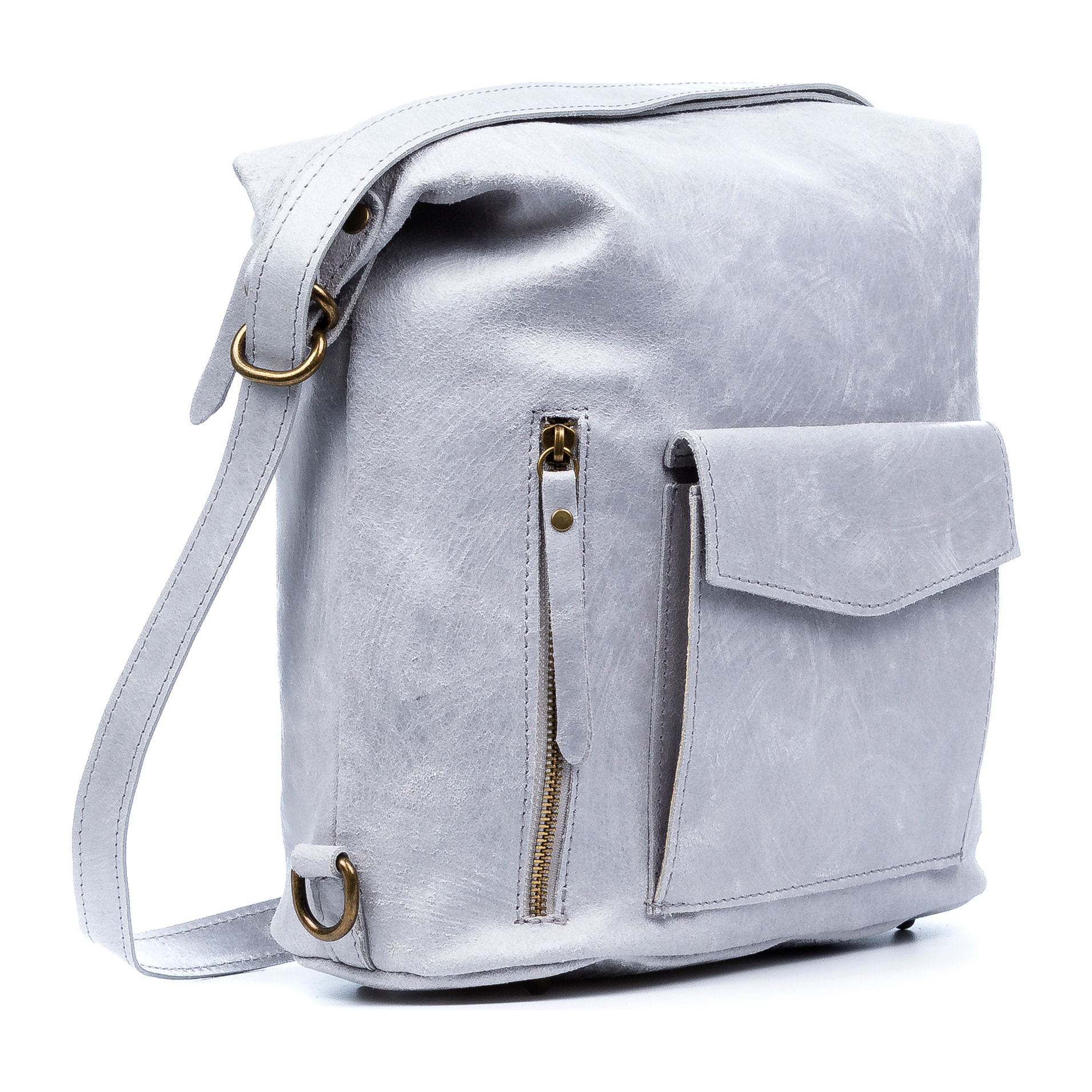 FIRENZE ARTEGIANI Borsa a Spalla da Donna Irene. Vera Pelle Scamosciata Stone Washed Made in Italy 31x13x32 Cm. Colore: grigio chiaro