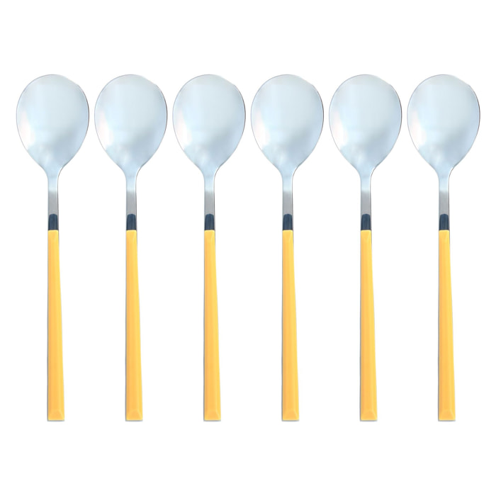 Lot de 6 cuillères de table jaunes en acier inoxydable COLORAMA