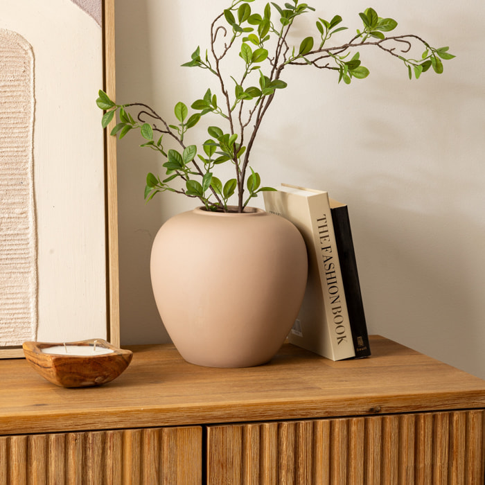 Vase boule Rily céramique taupe H22cm