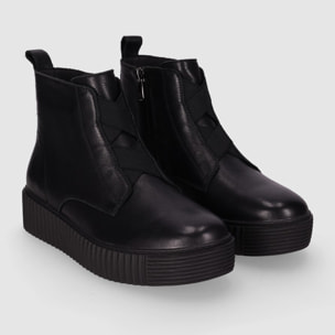 Botines de Piel - Negro - Tacón: Bajo