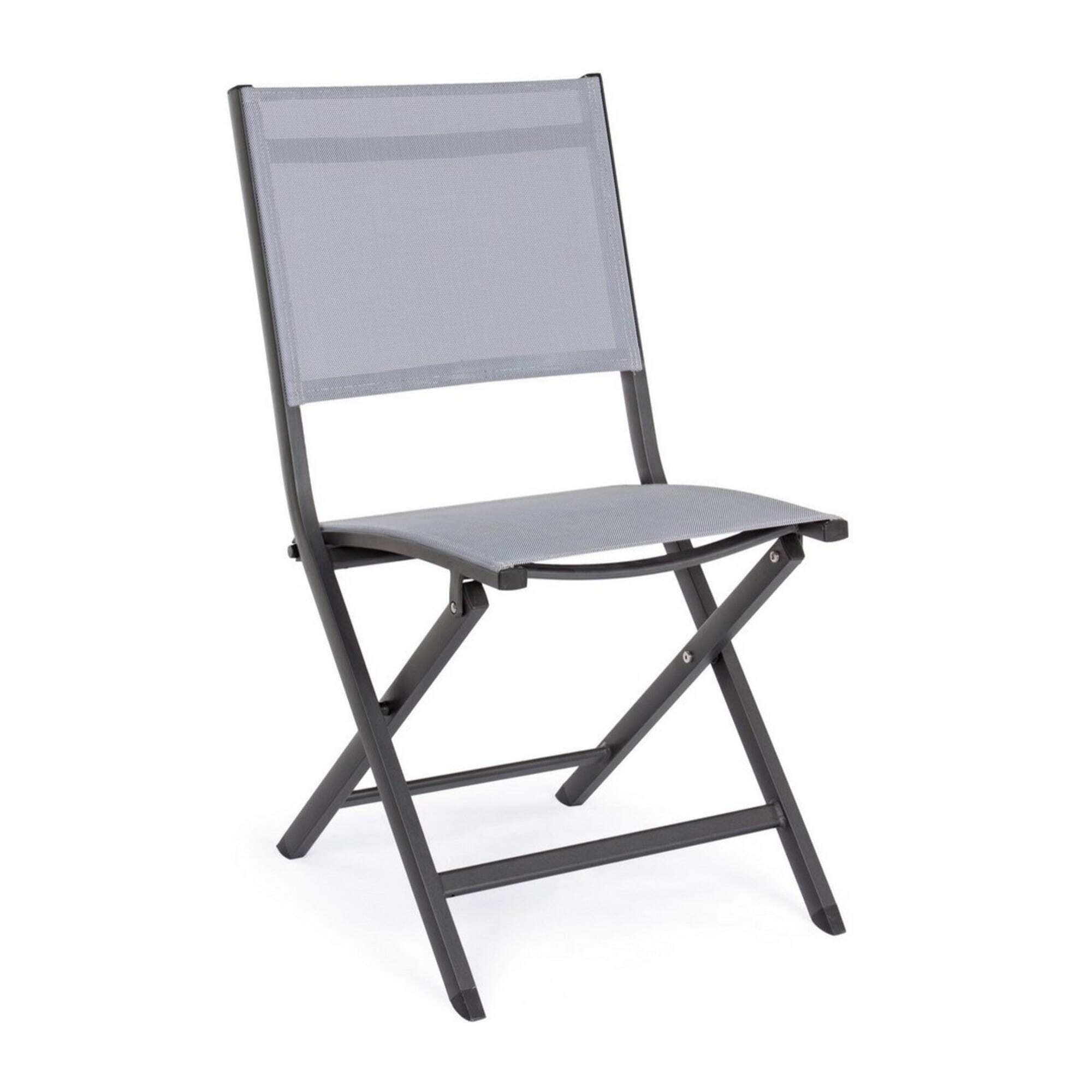 Set 4 sedie da giardino SINTRA in textilene grigio e struttura in alluminio antracite