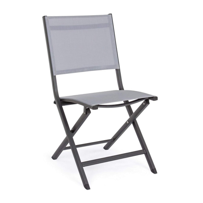 Set 4 sedie da giardino SINTRA in textilene grigio e struttura in alluminio antracite
