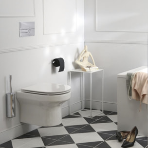 Pack WC suspendu sans bride + abattant + Bâti support + Even Plaque de commande WC carré blanc