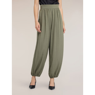 Motivi - Pantalones con drapeado en sarga - Verde militare