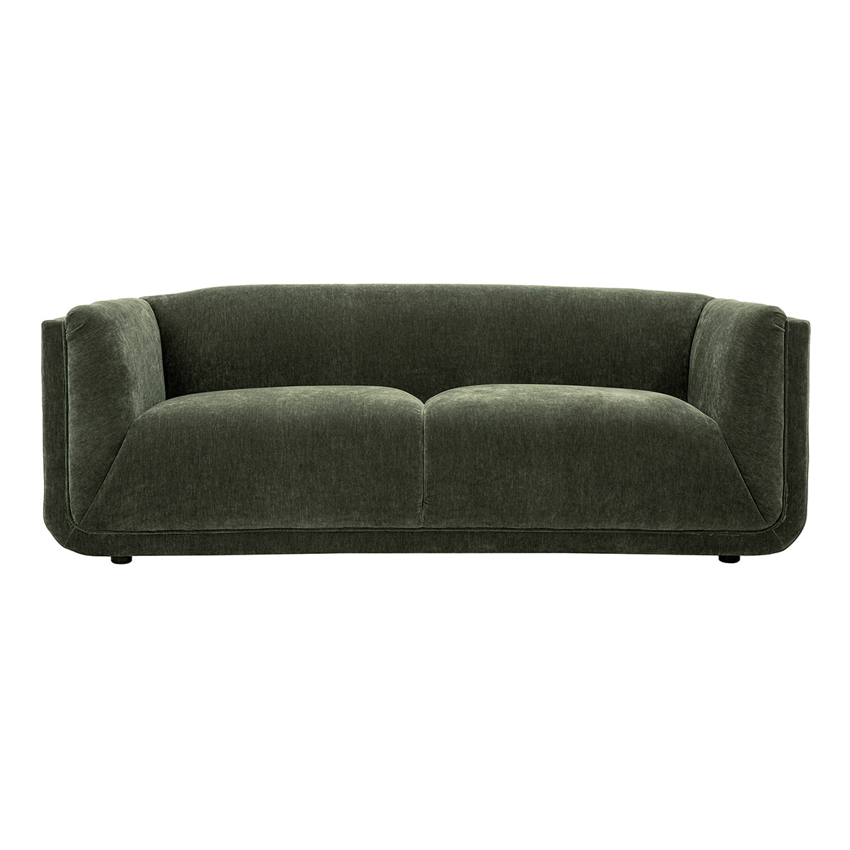 Canapé design 3 places en tissu effet velours vert kaki HOSBO