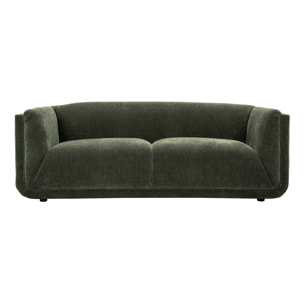 Canapé design 3 places en tissu effet velours vert kaki HOSBO