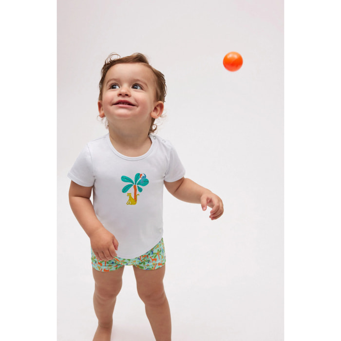 Completo costume boxer bimbo palme e maglietta