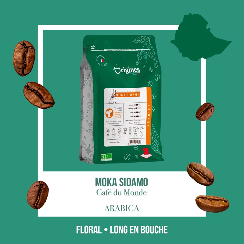 Café Bio Moka Sidamo - Pur Arabica - Italienne 250g