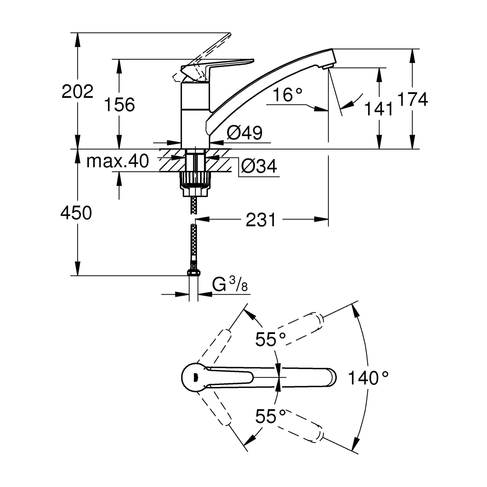 GROHE StartEco Mitigeur monocommande Evier Chromé 31685000