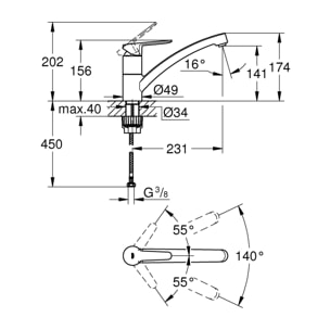 GROHE StartEco Mitigeur monocommande Evier Chromé 31685000