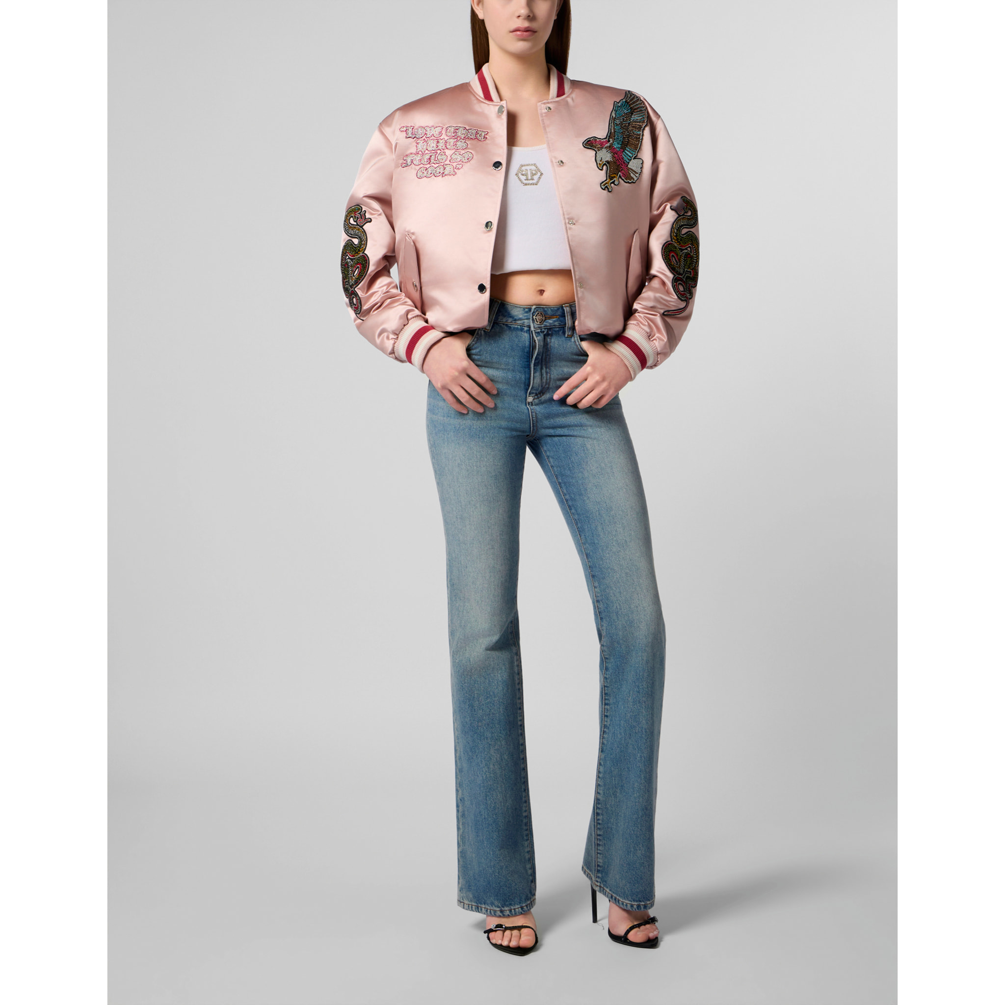 PHILIPP PLEIN Oversized Bomber Patches Strass