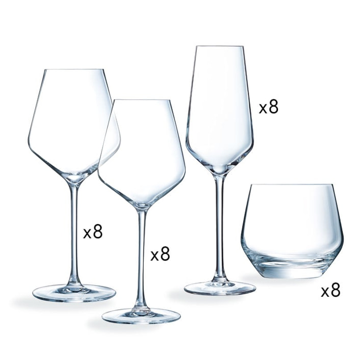 Ensemble 32 verres  Ultime - Cristal d'Arques