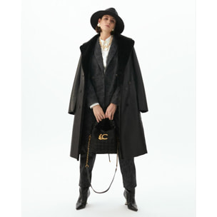 Cappotto lungo in piume nero