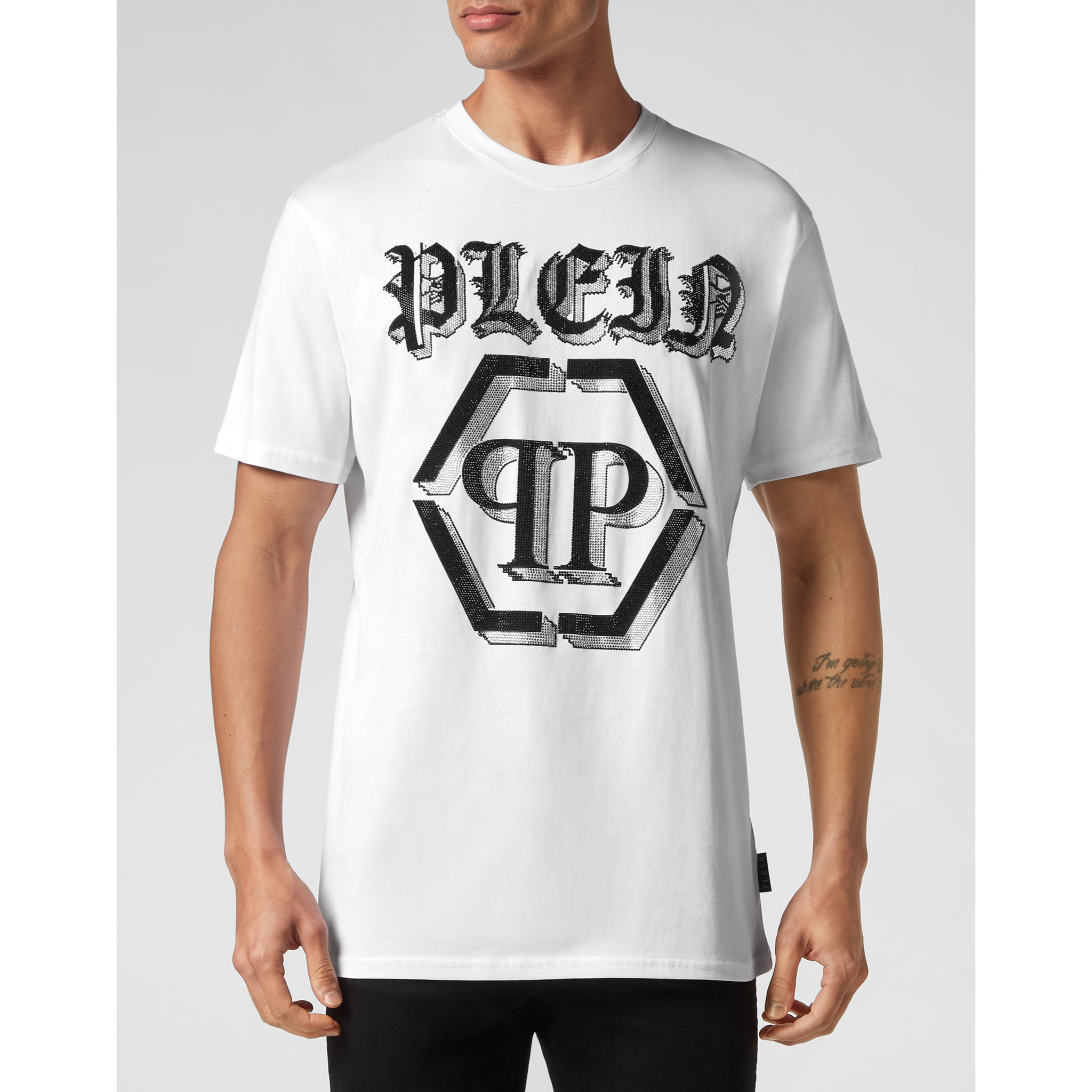 PHILIPP PLEIN Camiseta de cuello redondo y manga corta CHROME