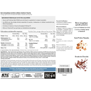 STC NUTRITION - Iron Force Bar - Barre énergétique protéinée - Créatine + Taurine + BCAA - Actif breveté - Etui de 5 barres