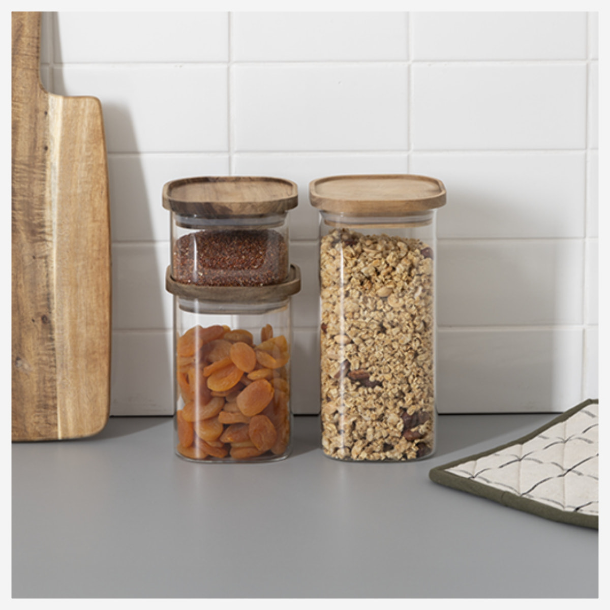 Bocal verre couvercle acacia 13L Hermet